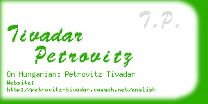 tivadar petrovitz business card